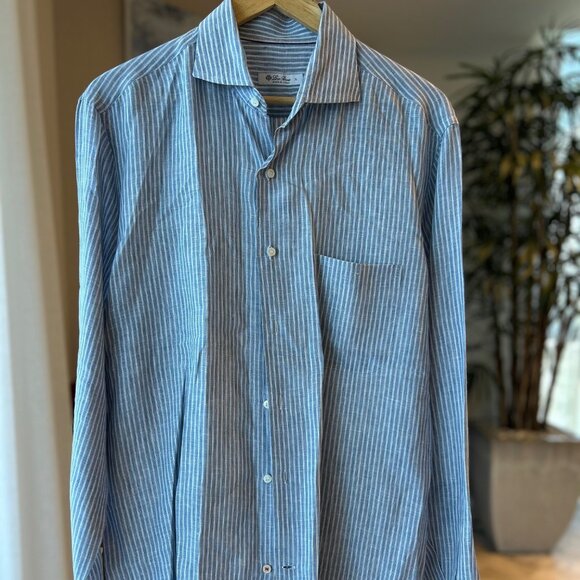 LORO PIANA  Men’s Linen Long Sleeve Shirt - Picture 2 of 5